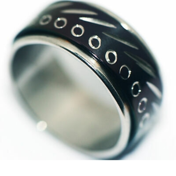 Fidget Ring - NEW - Tribal Silver Band Ring Sz 9 - Picture 3 of 7